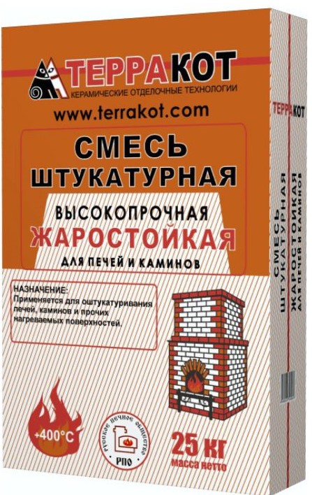 Купить штукатурка терракот жаростойкая высокопрочная 25кг в интернет-магазине "Корд".
