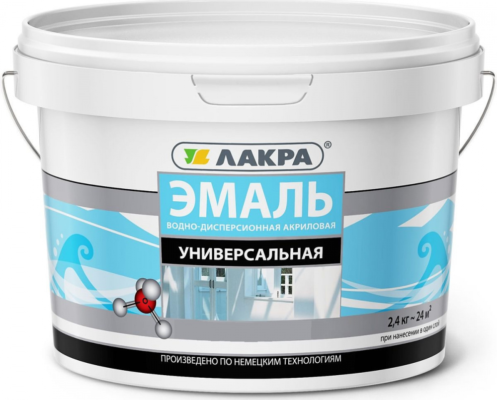 Купить эмаль акрил универсал 0,9кг белая матовая лакра в интернет-магазине "Корд".