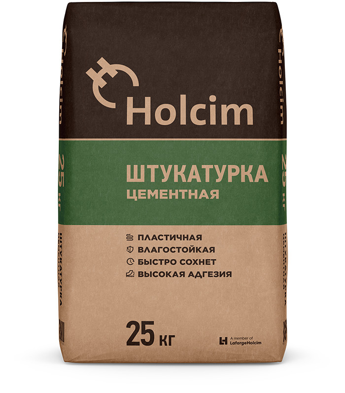 Купить штукатурка цементная д/внутр и наруж работ 25кг холсим в интернет-магазине "Корд".