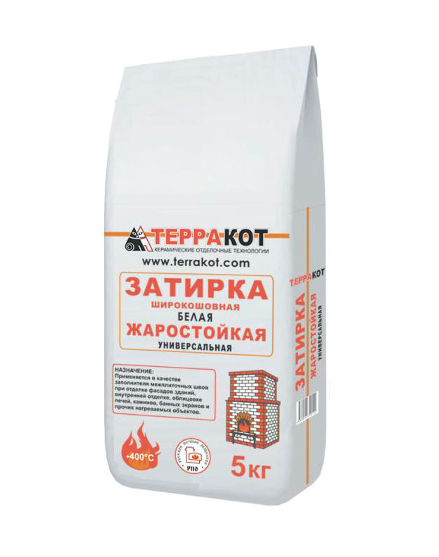 Купить затирка белая терракот жаростойкая 5кг в интернет-магазине "Корд".