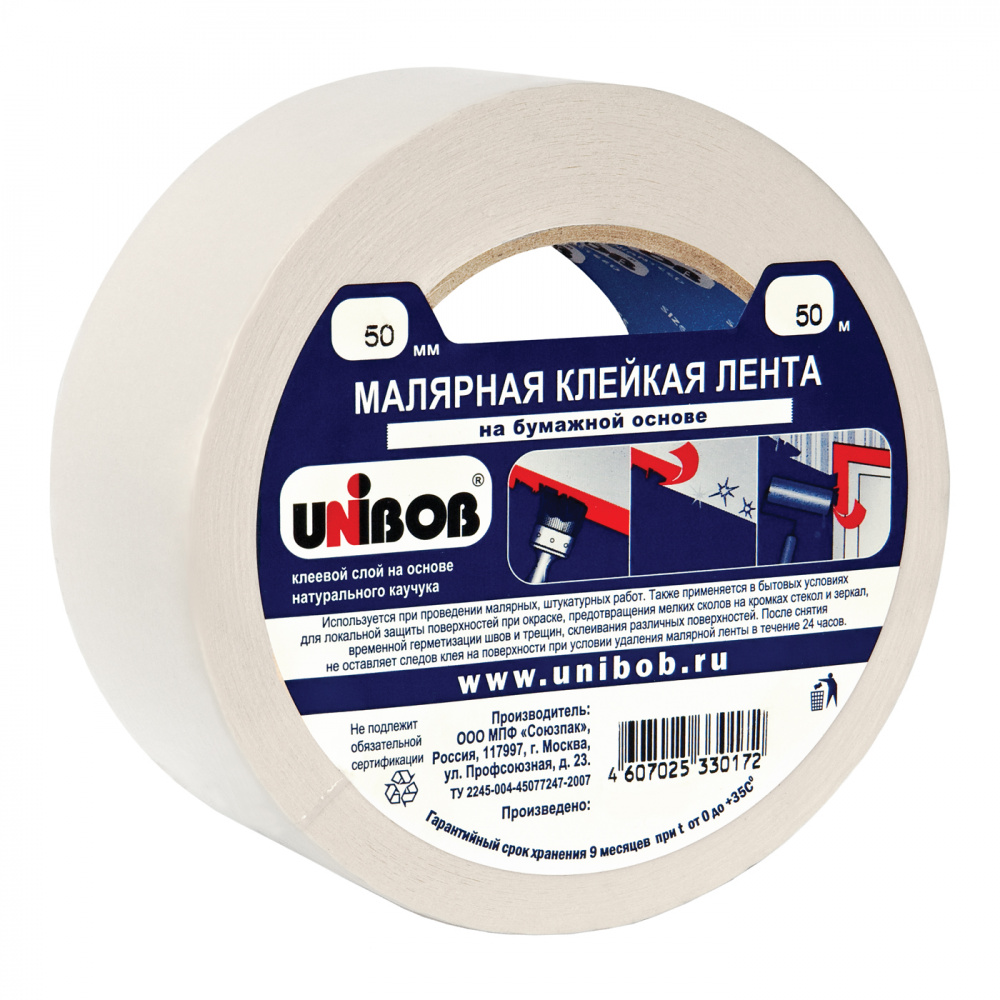 Купить лента малярная 50ммх50м unibob в интернет-магазине "Корд".