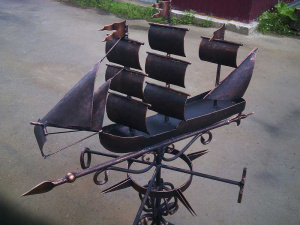 Флюгер корабль кованный