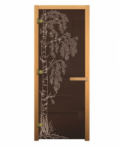 Дверной блок ОФ 700х1900 д/бани стекло бронза (коробка хвоя) рисунок
